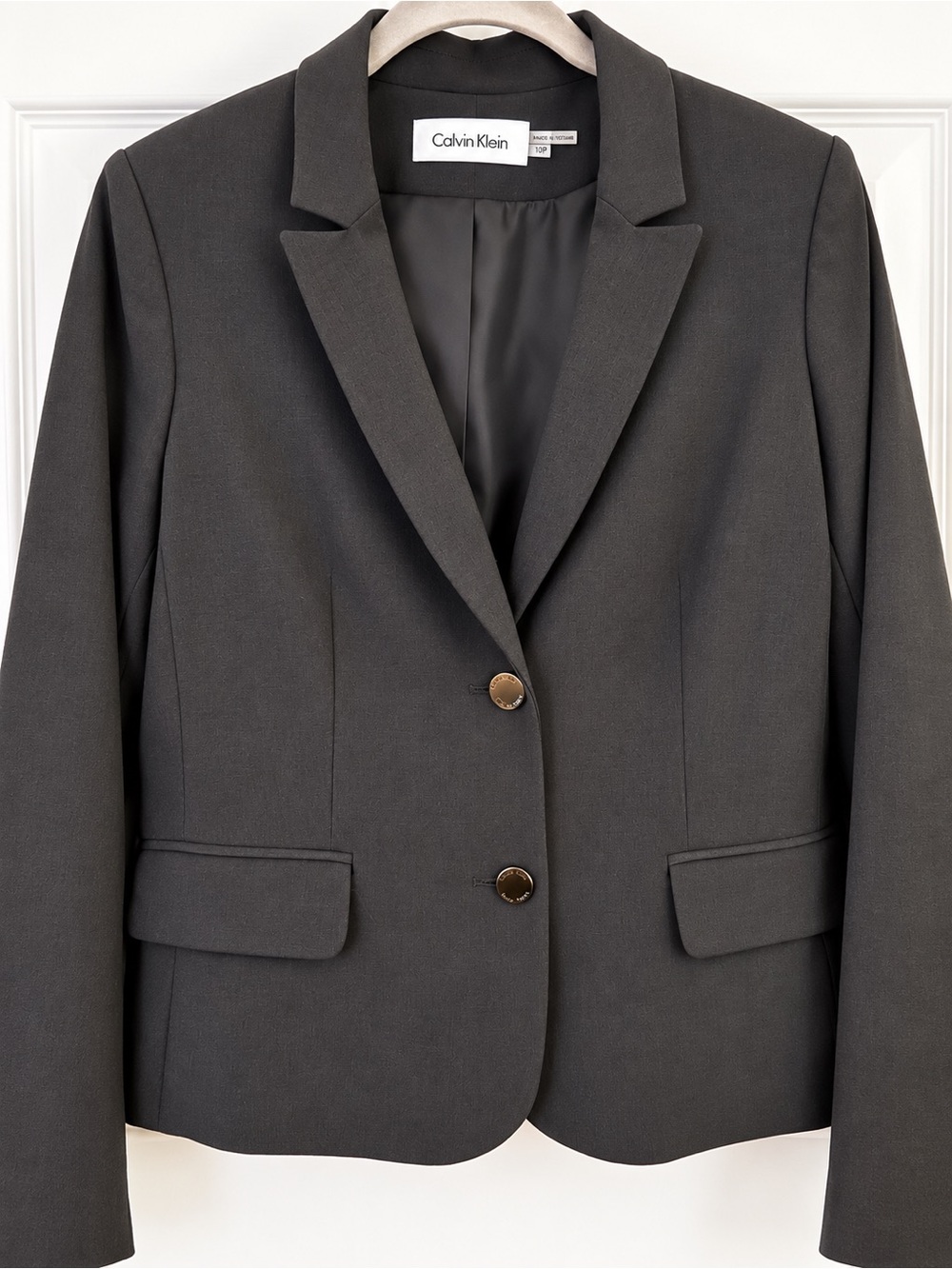 Calvin Klein Two-Button Lux Women's Dark Gray Single-Breasted Blazer